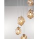 Brass Gold Metal & Amber Glass LED E14 5x5 Watt 230 Volt IP20 Bulb Excluded D: 48 H: 120 cm Adjustable height 