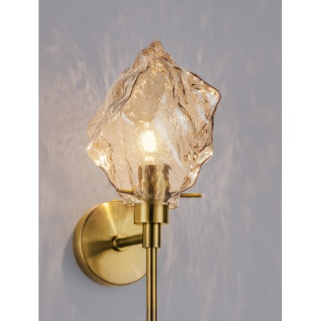 Brass Gold Metal & Amber Glass LED E14 Watt 1x5 Watt 230 Volt IP20 Bulb Excluded D: 14.8 W: 18 H: 34 cm Adjustable height 