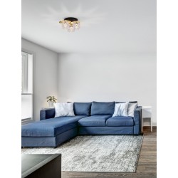 Gold Leaf & Matt Black Metal Structured Glass LED E14 3x5 Watt 230 Volt IP20 Bulb Excluded D: 36 H: 20 cm 