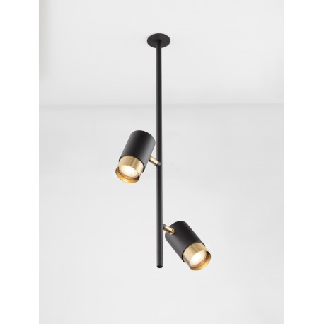 Black & Gold Aluminium LED GU10 2x10 Watt IP20 220-240 Volt Bulb Excluded D: 8 H: 64.6 cm 
