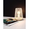 White Metal Natural Wood LED E27 1x12 Watt 230 Volt IP20 Bulb Excluded Cable Length: 180 cm D: 15 H: 19 cm