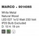 White Metal Natural Wood LED E27 1x12 Watt 230 Volt IP20 Bulb Excluded Cable Length: 180 cm D: 15 H: 19 cm 