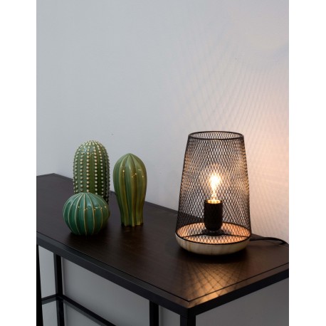 Black Metal Natural Wood LED E27 1x12 Watt 230 Volt IP20 Bulb Excluded Cable Length: 180 cm D: 15 H: 19 cm 