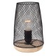 Black Metal Natural Wood LED E27 1x12 Watt 230 Volt IP20 Bulb Excluded Cable Length: 180 cm D: 15 H: 19 cm 