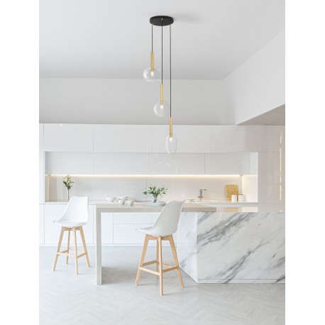 Sandy Gold Metal & Clear Glass LED G9 3x5 Watt 230 Volt IP20 Bulb Excluded D: 50 H: 191 cm Adjustable Height 