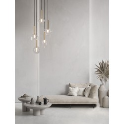 Sandy Gold Metal & Clear Glass LED G9 5x5 Watt 230 Volt IP20 Bulb Excluded D: 60 H: 191 cm Adjustable Height 