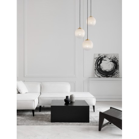 Brass Gold Metal & Gradient White Glass LED E27 3x12 Watt 230 Volt IP20 Bulb Excluded D: 30 H: 120 cm Adjustable Height 