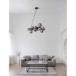 Matt Black Metal & Smoky Glass LED G9 11x6 Watt 230 Volt IP20 Bulb Excluded Two Ways Of Mounting D: 65 H: 120 cm BOTH HANGING 