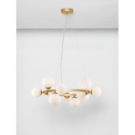 Opal Glass & Matt Gold Metal LED G9 11x5 Watt 230 Volt IP20 Bulb Excluded Two Ways Of Mounting L: 65 W: 52.8 H: 120 cm BOTH HANG
