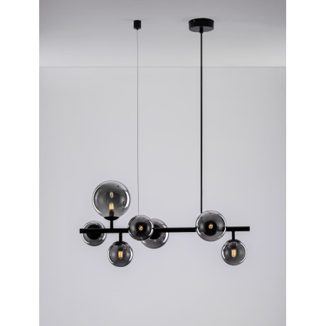 Matt Black Metal & Smoky Glass LED G9 7x5 Watt 230 Volt IP20 Bulb Excluded L: 65 W: 28.9 H: 120 cm Adjustable height 