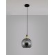 Smoky Glass Black & Gold Metal LED E27 1x12 Watt 230 Volt IP20 Bulb Excluded D: 25 H: 180 cm Adjustable height 
