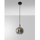 Smoky Glass Black & Gold Metal LED E27 1x12 Watt 230 Volt IP20 Bulb Excluded D: 25 H: 180 cm Adjustable height 
