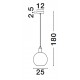 Smoky Glass Black & Gold Metal LED E27 1x12 Watt 230 Volt IP20 Bulb Excluded D: 25 H: 180 cm Adjustable height 