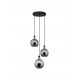 Smoky Glass Black & Gold Metal LED E27 3x12 Watt 230 Volt IP20 Bulb Excluded D: 30 H: 180 cm Adjustable height 