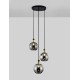 Smoky Glass Black & Gold Metal LED E27 3x12 Watt 230 Volt IP20 Bulb Excluded D: 30 H: 180 cm Adjustable height 