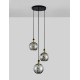 Smoky Glass Black & Gold Metal LED E27 3x12 Watt 230 Volt IP20 Bulb Excluded D: 30 H: 180 cm Adjustable height 