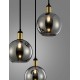 Smoky Glass Black & Gold Metal LED E27 3x12 Watt 230 Volt IP20 Bulb Excluded D: 30 H: 180 cm Adjustable height 