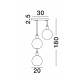 Smoky Glass Black & Gold Metal LED E27 3x12 Watt 230 Volt IP20 Bulb Excluded D: 30 H: 180 cm Adjustable height 
