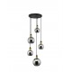 Smoky Glass Black & Gold Metal LED E27 5x12 Watt 230 Volt IP20 Bulb Excluded D: 50 H: 180 cm Adjustable height 