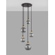 Smoky Glass Black & Gold Metal LED E27 5x12 Watt 230 Volt IP20 Bulb Excluded D: 50 H: 180 cm Adjustable height 