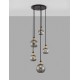 Smoky Glass Black & Gold Metal LED E27 5x12 Watt 230 Volt IP20 Bulb Excluded D: 50 H: 180 cm Adjustable height 