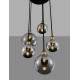 Smoky Glass Black & Gold Metal LED E27 5x12 Watt 230 Volt IP20 Bulb Excluded D: 50 H: 180 cm Adjustable height 