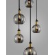 Smoky Glass Black & Gold Metal LED E27 5x12 Watt 230 Volt IP20 Bulb Excluded D: 50 H: 180 cm Adjustable height 