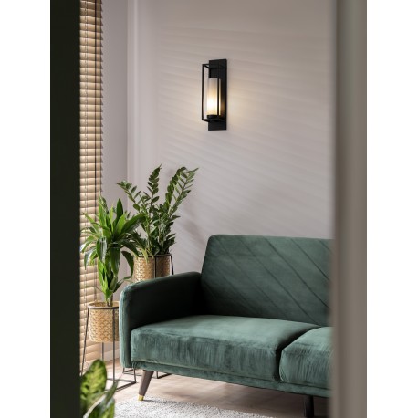 Black Metal & Opal Glass LED E27 1x12 Watt 230 Volt IP20 Bulb Excluded L: 13 W: 14.7 H: 63 cm 