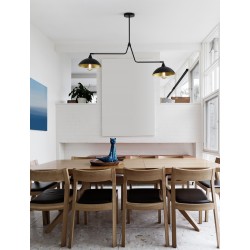 Sandy Black Metal Outside Gold Metal Inside LED E27 2x12 Watt 230 Volt IP20 Bulb Excluded L: 113 W: 19 H: 70 cm Fixed height Adj