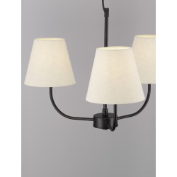 Black Metal & Cream Fabric Shade LED E27 3x12 Watt 230 Volt IP20 Bulb Excluded D: 52 H1: 38 H2: 98 cm Adjustable Height 