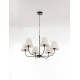 Black Metal & Cream Fabric Shade LED E27 6x12 Watt 230 Volt IP20 Bulb Excluded D: 75 H1: 45 H2: 130 cm Adjustable Height 