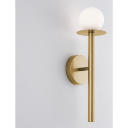 Brass Gold Metal Opal Glass LED G9 1x5 Watt IP20 Bulb Excluded D: 12 W: 14 H: 45 cm 