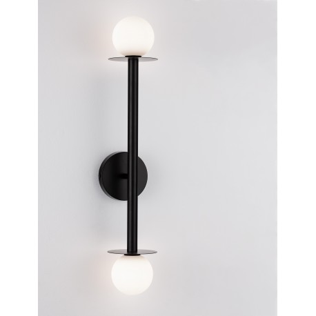 Sandy Black Metal Opal Glass LED G9 2x5 Watt IP20 Bulb Excluded D: 12 W: 14 H: 67 cm 