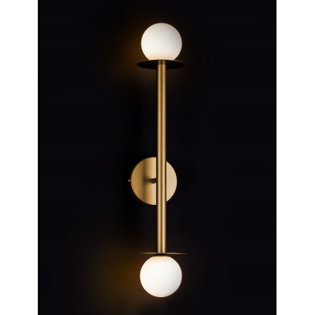 Brass Gold Metal Opal Glass LED G9 2x5 Watt IP20 Bulb Excluded D: 12 W: 14 H: 67 cm 