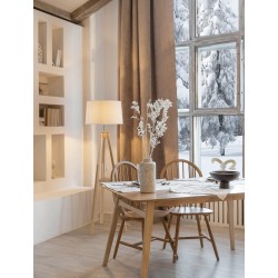 White Fabric Shade Natural Wood Base LED E27 1x12 Watt 230 Volt IP20 Bulb Excluded Cable Length: 150 cm D: 50 W: 43.5 H: 145 cm 