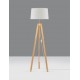 White Fabric Shade Natural Wood Base LED E27 1x12 Watt 230 Volt IP20 Bulb Excluded Cable Length: 150 cm D: 50 W: 43.5 H: 145 cm 