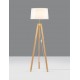 White Fabric Shade Natural Wood Base LED E27 1x12 Watt 230 Volt IP20 Bulb Excluded Cable Length: 150 cm D: 50 W: 43.5 H: 145 cm 