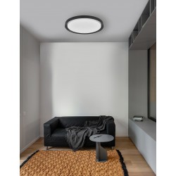 Triac Dimmable Matt Black Metal & Acrylic Diffuser LED 50 Watt 230 Volt 2750Lm 3000K IP20 D: 56 H: 7.5 cm 