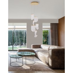Gold Aluminium & Acrylic LED 39 Watt 230 Volt 2473Lm 3000K IP20 D: 48 H: 150 cm Adjustable Height 