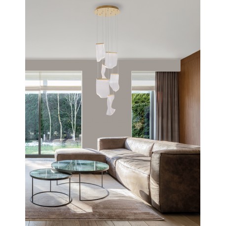 Gold Aluminium & Acrylic LED 39 Watt 230 Volt 2473Lm 3000K IP20 D: 48 H: 150 cm Adjustable Height 