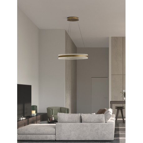 Triac Dimmable Gold Aluminium & Acrylic LED 75 Watt 230 Volt 2947Lm 3000K IP20 D: 60 H: 150 cm Adjustable Height 
