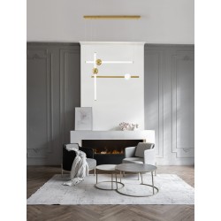 Triac Dimmable Gold Aluminium & Acrylic LED 59 Watt 230 Volt 3687Lm 3000K IP20 L: 109 W: 20 H: 200 cm Adjustable Height 