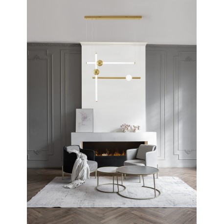 Triac Dimmable Gold Aluminium & Acrylic LED 59 Watt 230 Volt 3687Lm 3000K IP20 L: 109 W: 20 H: 200 cm Adjustable Height 