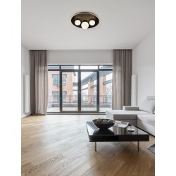 Triac Dimmable Sandy Black Aluminium Opal Glass LED 52 Watt 220 Volt 2080Lm 3000K IP20 D: 49.5 H: 17.5 cm 