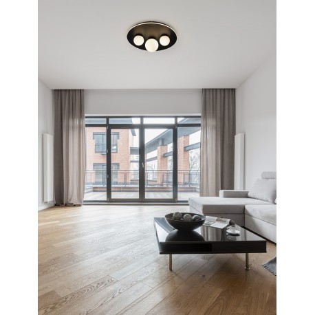 Triac Dimmable Sandy Black Aluminium Opal Glass LED 52 Watt 220 Volt 2080Lm 3000K IP20 D: 49.5 H: 17.5 cm 