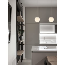 Sandy Black Aluminium & Opal Glass LED 8 Watt 220 - 240 Volt 400Lm 3000K IP20 D: 13 W: 13 H: 150 cm Adjustable Height 