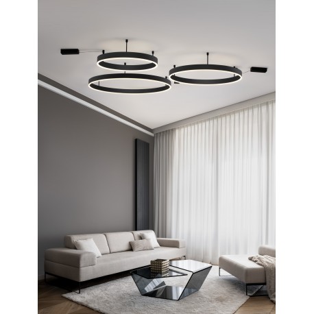 Triac Dimmable Sandy Black Aluminium & Acrylic LED 60 Watt 230 Volt 4552Lm 3000K IP20 D: 100 W: 1.2 H: 18 cm 