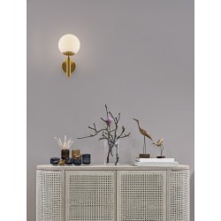 Brass Gold Metal Opal Glass LED E27 1x12 Watt 230 Volt IP20 Bulb Excluded D: 15 W: 18.5 H: 30 cm 