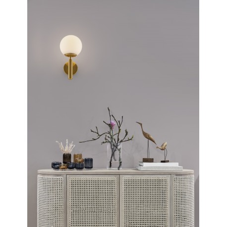Brass Gold Metal Opal Glass LED E27 1x12 Watt 230 Volt IP20 Bulb Excluded D: 15 W: 18.5 H: 30 cm 