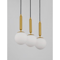 Brass Gold Metal Opal Glass LED E27 3x12 Watt 230 Volt IP20 Bulb Excluded L: 60 W: 15 H: 155 cm Adjustable height 